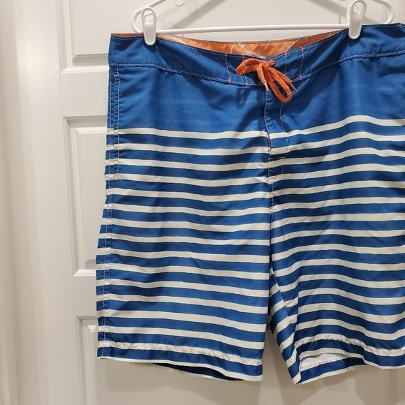 TOMMY BAHAMA BLUE WHITE STRIPE BOARD SHORTS SWIMWEAR MESH POCKETS MEN SIZE 38 - Picture 5 of 12